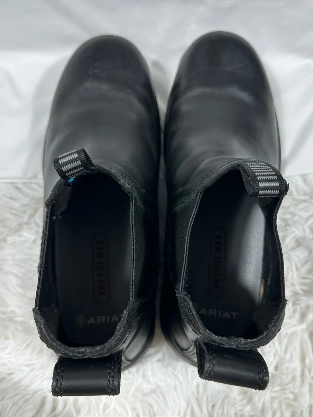 Ariat Work Turbo Men 10.5 EE Black Leather Waterproof Slip On Chelsea Work Boots